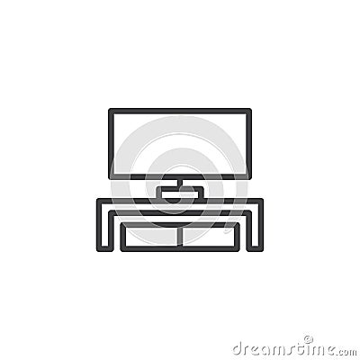 Modern TV table stand line icon Vector Illustration