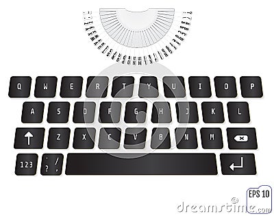 Modern typewriter with laptop keyboard Concept of technology pro Vector Illustration