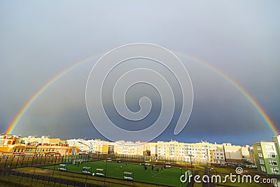 Modern typical low-rise suburb buildings complex with colourful Stock Photo