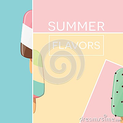 Modern typographic summer poster design with ice cream and geometric elements Vector Illustration