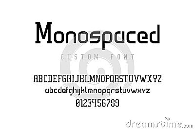 Modern typography. Futuristic font with condensed uppercase and lowercase symbols for logo design, headers and brand Vector Illustration