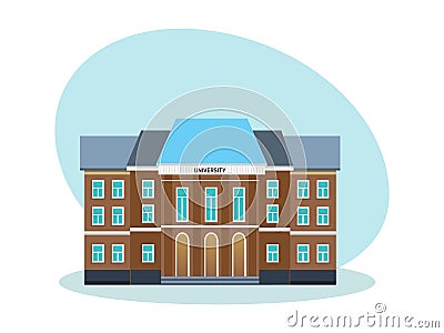 Modern university building, educational system, school establishment. Vector Illustration