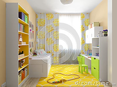 Modern Urban Contemporary Children Room Interior Design Stock Photo