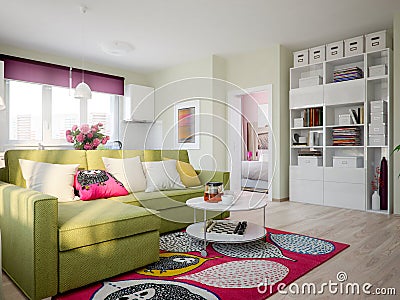 Modern Urban Contemporary Scandinavian Studio Stock Photo