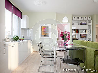 Modern Urban Contemporary Scandinavian Studio Stock Photo