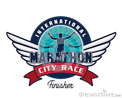 Modern City Marathon Badge Logo Illustration Vector Illustration