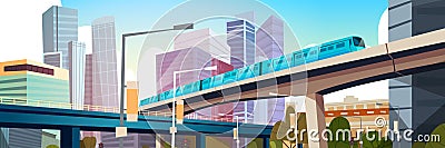 Modern Urban Panorama With High Skyscrapers And Subway City Background Horizontal Banner Vector Illustration