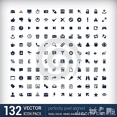 Modern user interface flat mono icons, pixels Vector Illustration