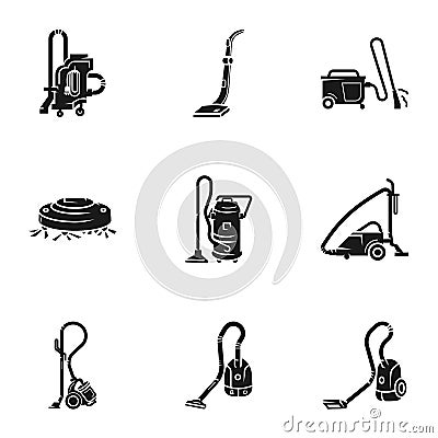 Modern vacuum cleaner icon set, simple style Vector Illustration