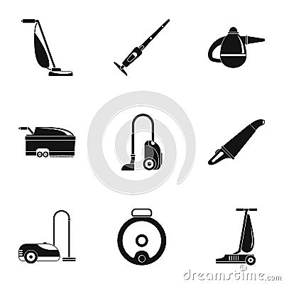 Modern vacuum cleaner icon set, simple style Vector Illustration
