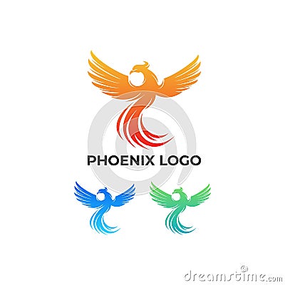 Modern vector awesome flying phoenix gradient logo vector illustration Vector Illustration