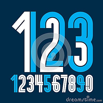 Modern vector bold digits, funky numerals made with white lines, can be used in poster design as newspaper Vector Illustration