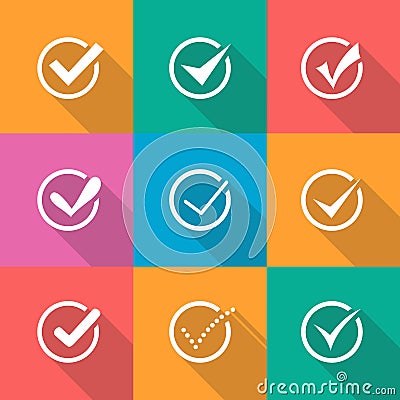 Modern vector confirm icons set Vector Illustration