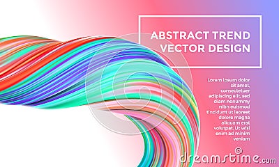 Modern vector digital painting abstract background. Creative vivid 3d flow paint wave. Trendy blue pink bright gradient paint Vector Illustration