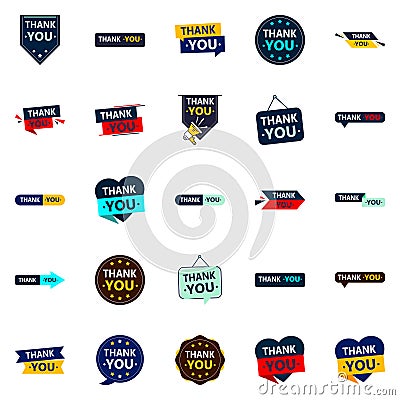 25 Modern Vector Elements for Thank You Messages Vector Illustration