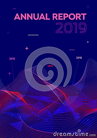 Modern vector flyer, annual report, brochure cover, background with statistics wave in violet color Stock Photo