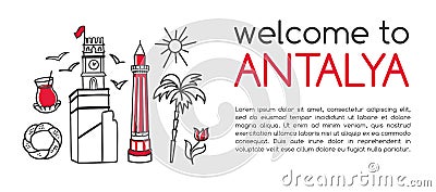 Modern vector illustration Welcome to Antalya. Vector Illustration