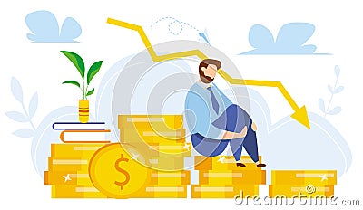 Modern vector illustration of world financial crisis. Oil price drop. Collapse of the economy. Bankruptcy. Down arrow Vector Illustration
