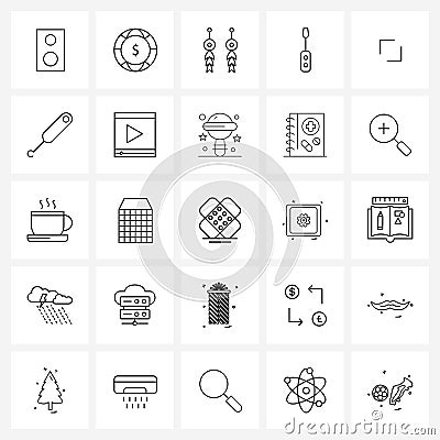 Modern Vector Line Illustration of 25 Simple Line Icons of scale, arrow, engagements, screwdriver, construction Vector Illustration