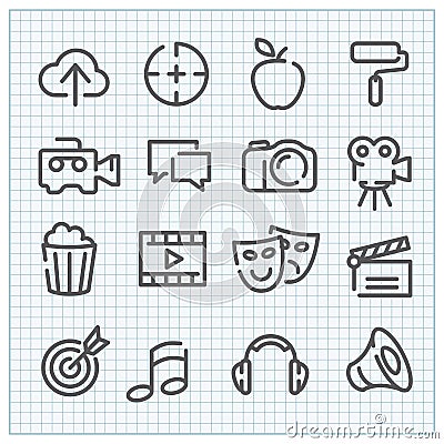 modern vector linear icons set Vector Illustration