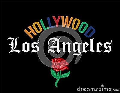 HOLLYWOOD Los Angeles print Vector Illustration