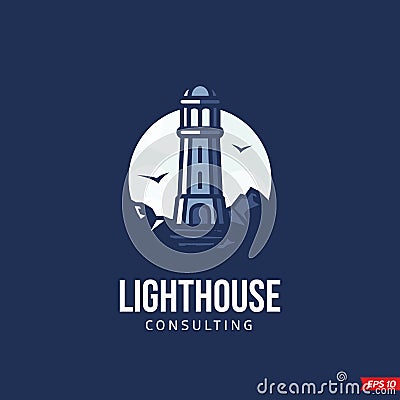 Modern vector professional logo emblem lighthouse consulting Editorial Stock Photo