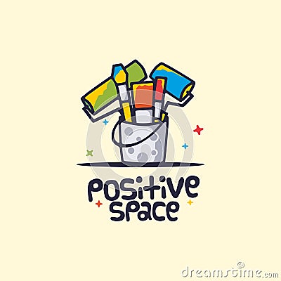 Modern vector professional sign logo positive space Stock Photo