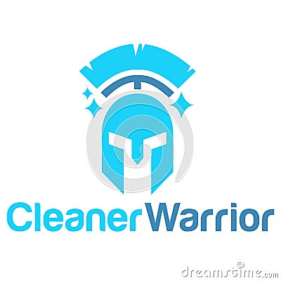 Modern vector simple cleaner warrior sparta logo design icon template. home cleaning service vector illustration for brand, Vector Illustration