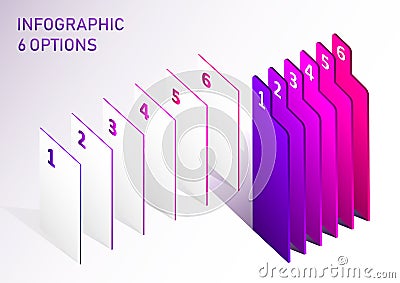 Modern vector step lable infographic elements. Abstract elements of graph 6 steps options. Vector Illustration