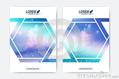 Modern vector template for brochure, Leaflet, flyer, cover, booklet, magazine or annual report. Sky background with Vector Illustration