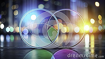 Modern Venn Diagram Infographic Visualizing Intersections and Shared Attributes with Two Overlapping Circles Ideal for Stock Photo