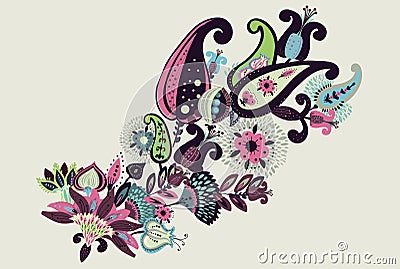 A modern version of the traditional paisley pattern. Vector Illustration