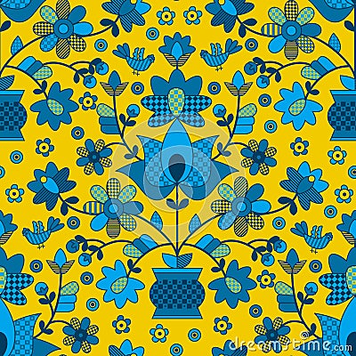 Modern version of traditional Ukrainian flowers Vector Illustration