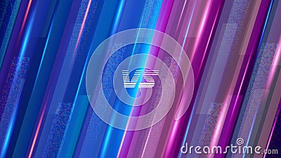 Modern versus background with rays effects on blue and purple color. Vector illustration of battle or competition concept Vector Illustration