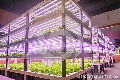 Modern Vertical agriculture indoor farm Stock Photo