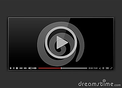 Modern video frame. Video player interface mokup or UI for web. Vector illustration. Vector Illustration