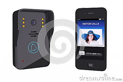 Modern Video Intercom with Mobile Phone Controller Stock Photo