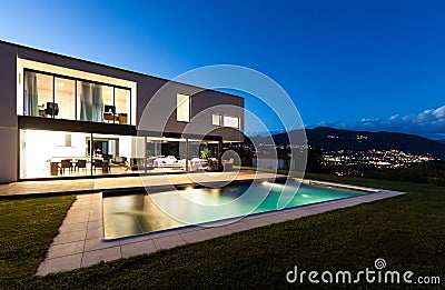 Modern villa with pool Stock Photo