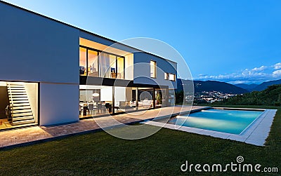 Modern villa with pool Stock Photo