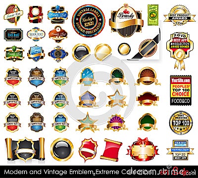 Modern and Vintage Emblems Extreme Collection. Vector Illustration