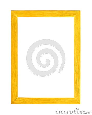 Modern vivid yellow picture frame on white Stock Photo