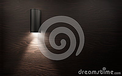 Modern wall lamp on wooden wall panel Stock Photo