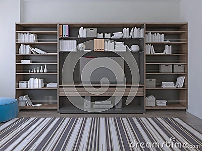 Modern wall system in spacy lounge Stock Photo