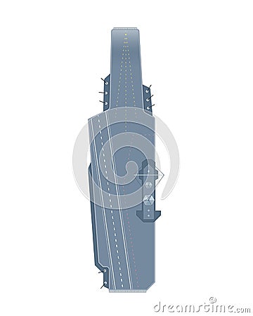 Modern warship, boat, ferry, marine transport. Sea travel, top view. Vector Illustration