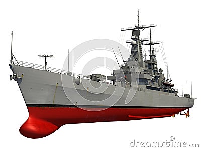 Modern Warship Over White Background Stock Photo