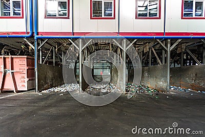 Modern waste recycling processing plant. Separate garbage collection. Recycling and storage of waste for further disposal Stock Photo