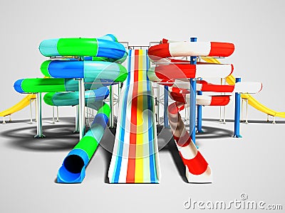 Modern water attraction with roller coaster and larger hill rest Stock Photo