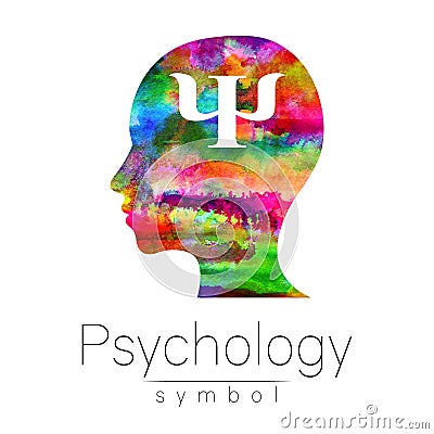 Modern Watercolor head logo of Psychology. Profile Human. Creative style. Logotype in . Design concept. Brand company Stock Photo