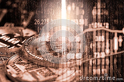 Modern way of exchange. Bitcoin is convenient payment in global economy market. Virtual digital currency and financial investment Stock Photo
