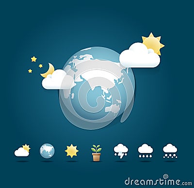 Modern weather icons color Design / can be used for infographics Vector Illustration